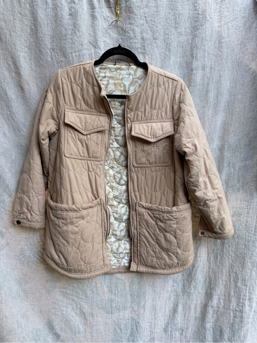 Jetty Quilted Utility Jacket in Beige
